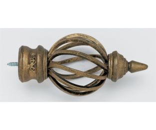 Bird Cage Finial With Plug - Iron Gold - 801